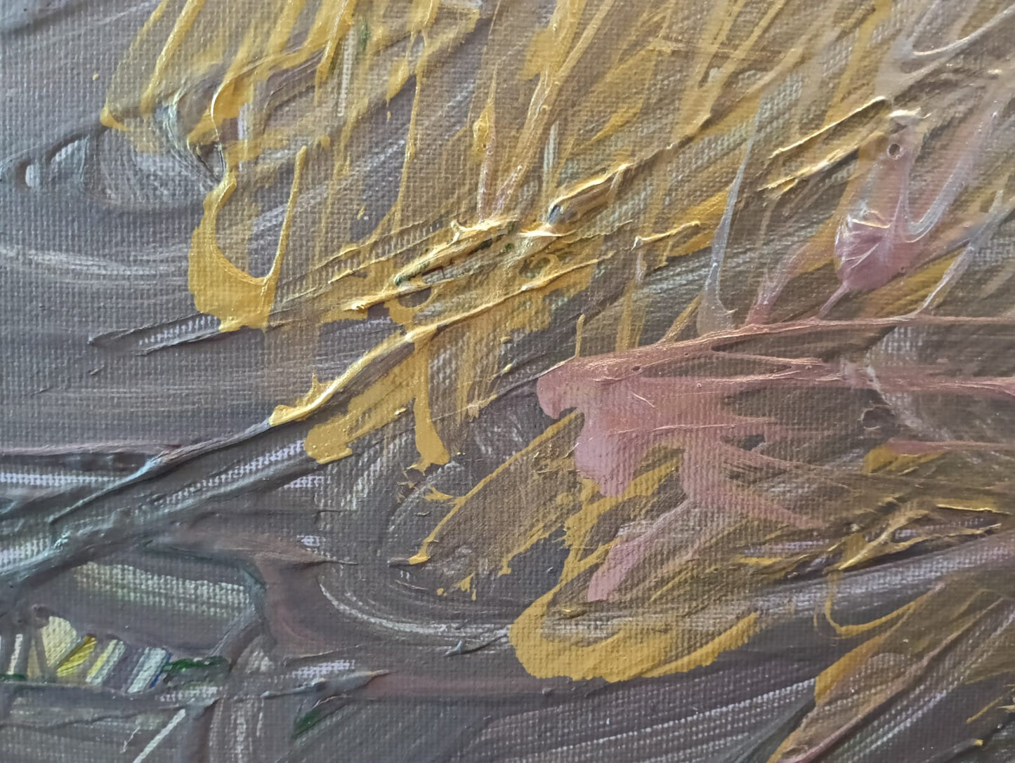 Vortice d'Oro — dettaglio texture scultorea oro e grigio
