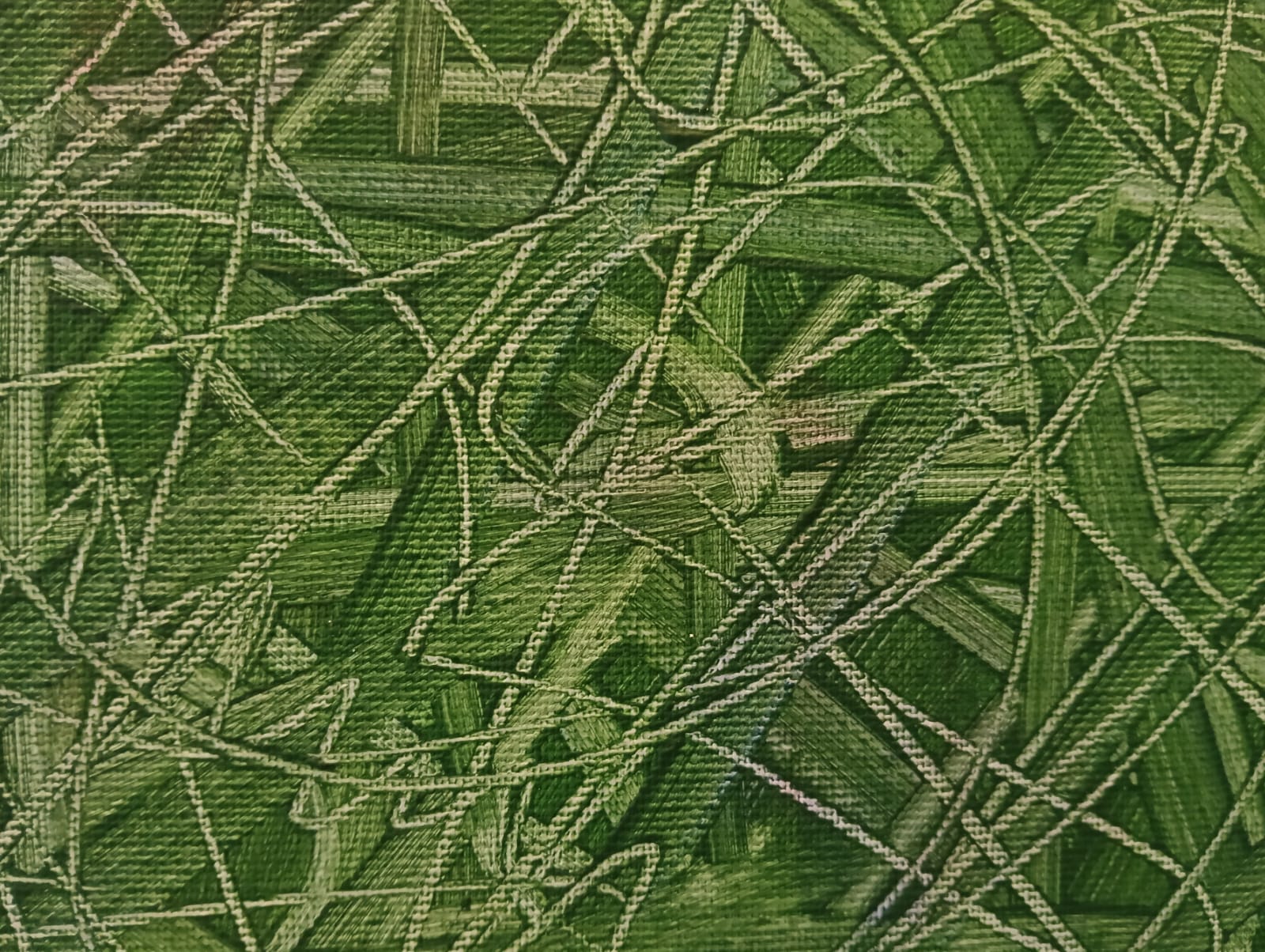 Foresta Interiore — dettaglio segni grafici verde oliva